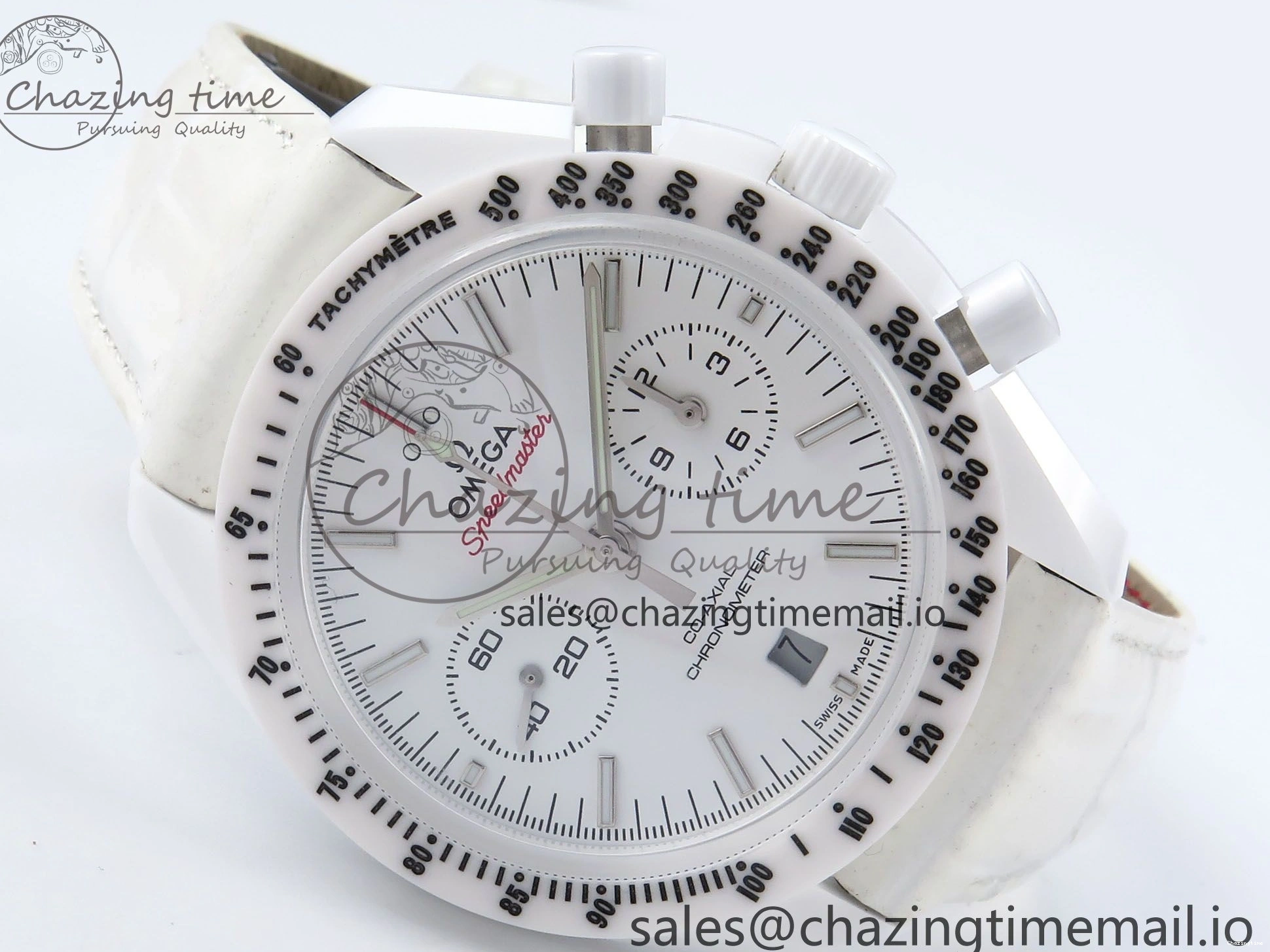 0522 Speedmaster White Side Of The Moon N1F 1:1 Best Edition White Dial White Ceramic on White Leather Strap A GoAnywhere 7694